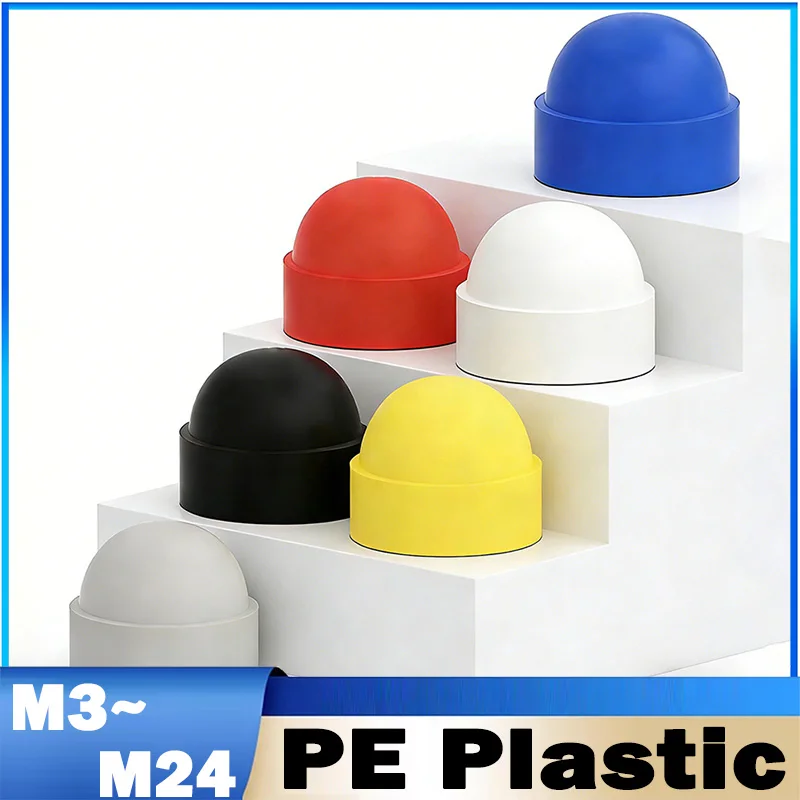 M3~M24 Hex Screws Nuts Caps Cover Protector Plastic PE No Thread Acron Nut Dome Hexagon Screw Bolts Nut Protection