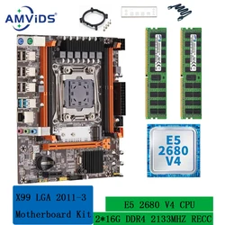 Kit scheda madre X99 con processore E5 2680 V4 32 GB (2 * 16 GB) DDR4 2133 Mhz ECC REG Memoria LGA2011-3 Set combinato NVME