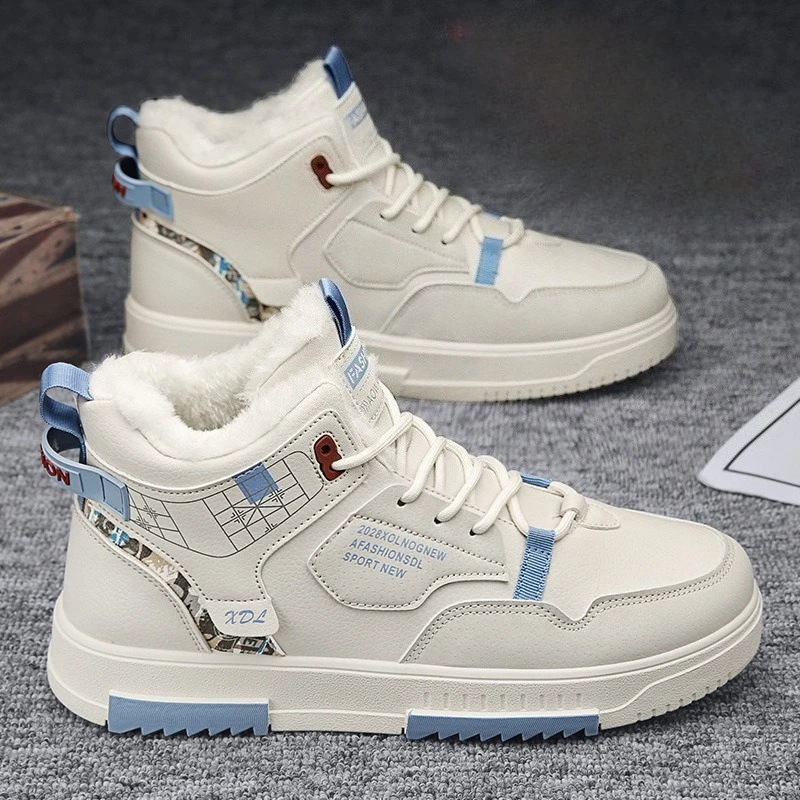 

Новые высокие мужские туфли с толстым бархатом, теплые хлопковые туфли для мужчин, модные мужские повседневные кроссовки, спортивные туфли для доски