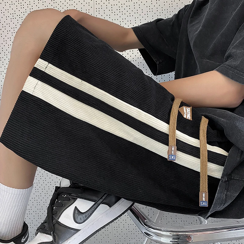 

Corduroy orts Men's Summer Five-Point Casual Patchwork Sports Loose Straight Leggings Thin Basic Color Youth Vitali Sle