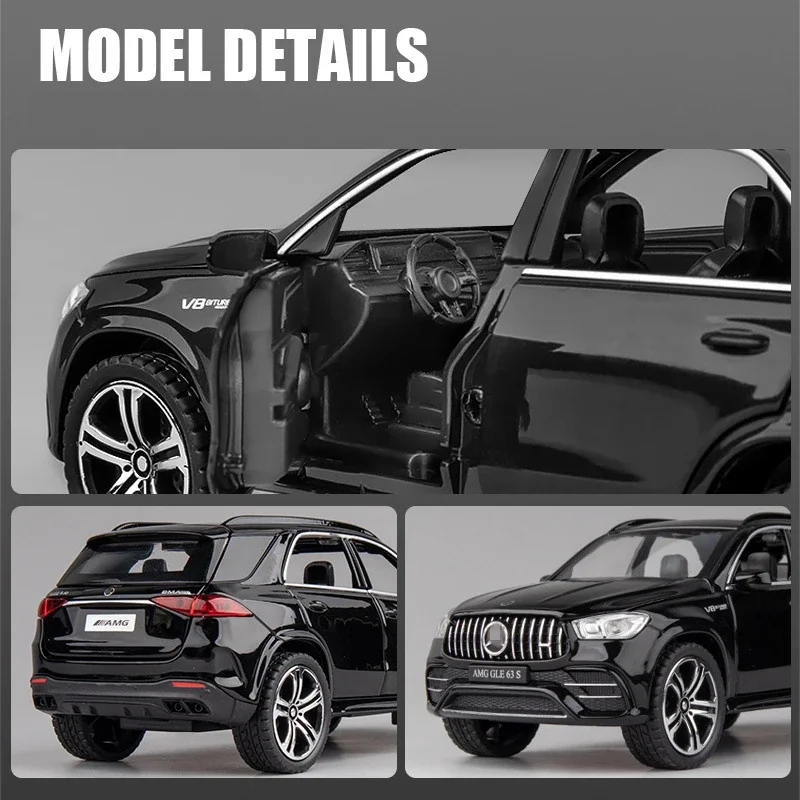 1:32 Benzs GLE 63S Alloy Car Model Diecast Metal Toy Off-road Vehicles Car Model Simulation Sound Light Collection Kids Gift