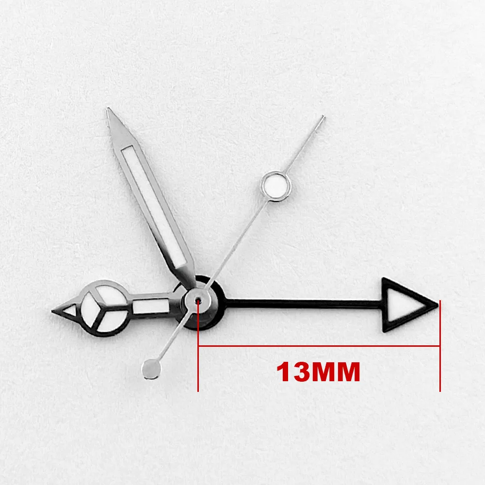 13mm GMT Uhrzeiger Silber Schwarz Roségold Passend für NH-34 BGW9 Cyan C3 Grün Leuchtende Uhrenteile Zubehör Orange Blau Rot Grün – Detail 1