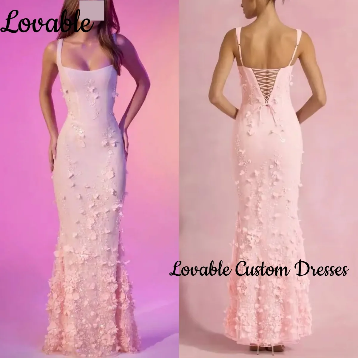 

Роскошные платья без рукавов по индивидуальному заказу, вечерние элегантные платья с квадратным вырезом и русалкой для женщин, платья с цветами длиной до пола