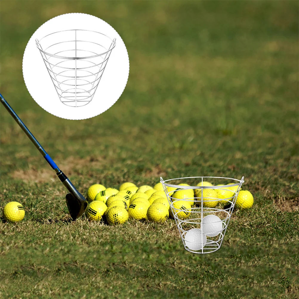 

2Pcs Golf Ball Basket Ergonomic Handle Large Capacity Outdoor Ventilated Stainless Steel Storage Container for Practice Training