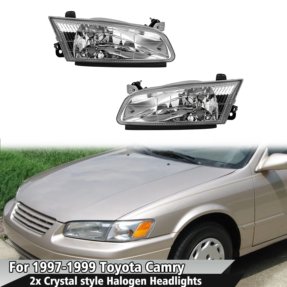1 Pair Headlight Assembly Driver and Passenger Side Headlight Kit For 1997 1998 1999 Toyota Camry