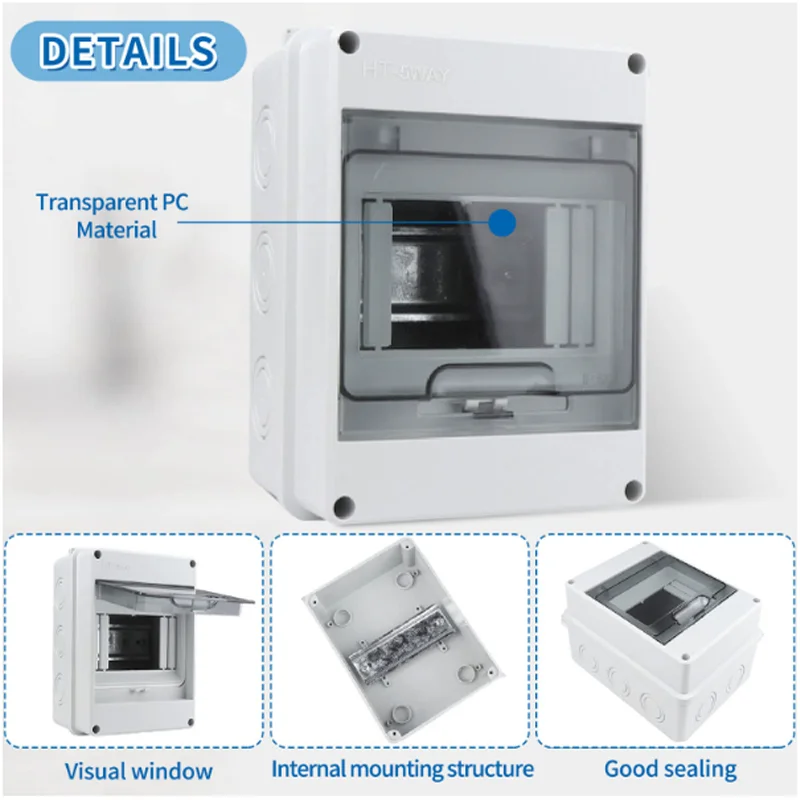 IP65 Eight Way Waterproof Distribution Box Circuit Breaker Junction Case Plastic Electrical Panel Connectors Terminals Box