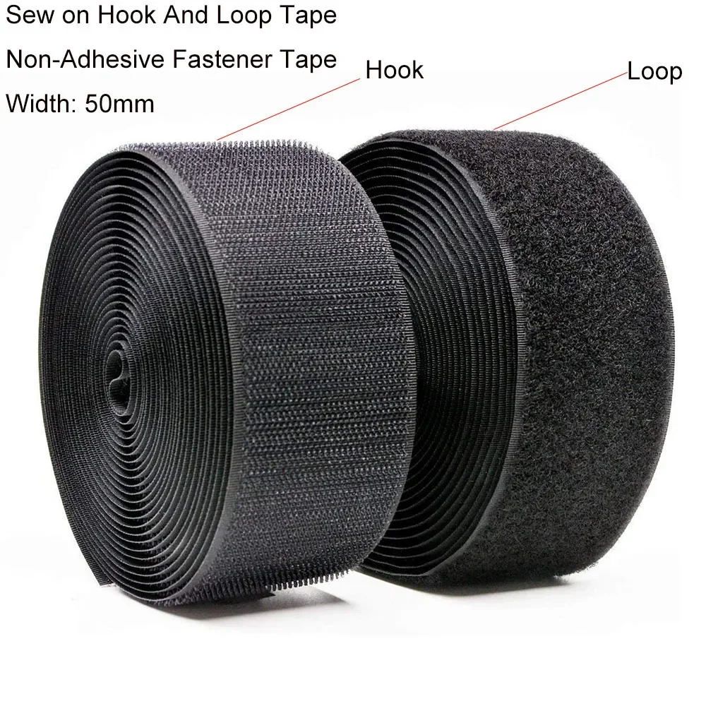 5Meter 50MM Sew on Hook And Loop Tape Non-Adhesive Fastener Tape Back Nylon Strips Fabric Fastener Sewing Accessories