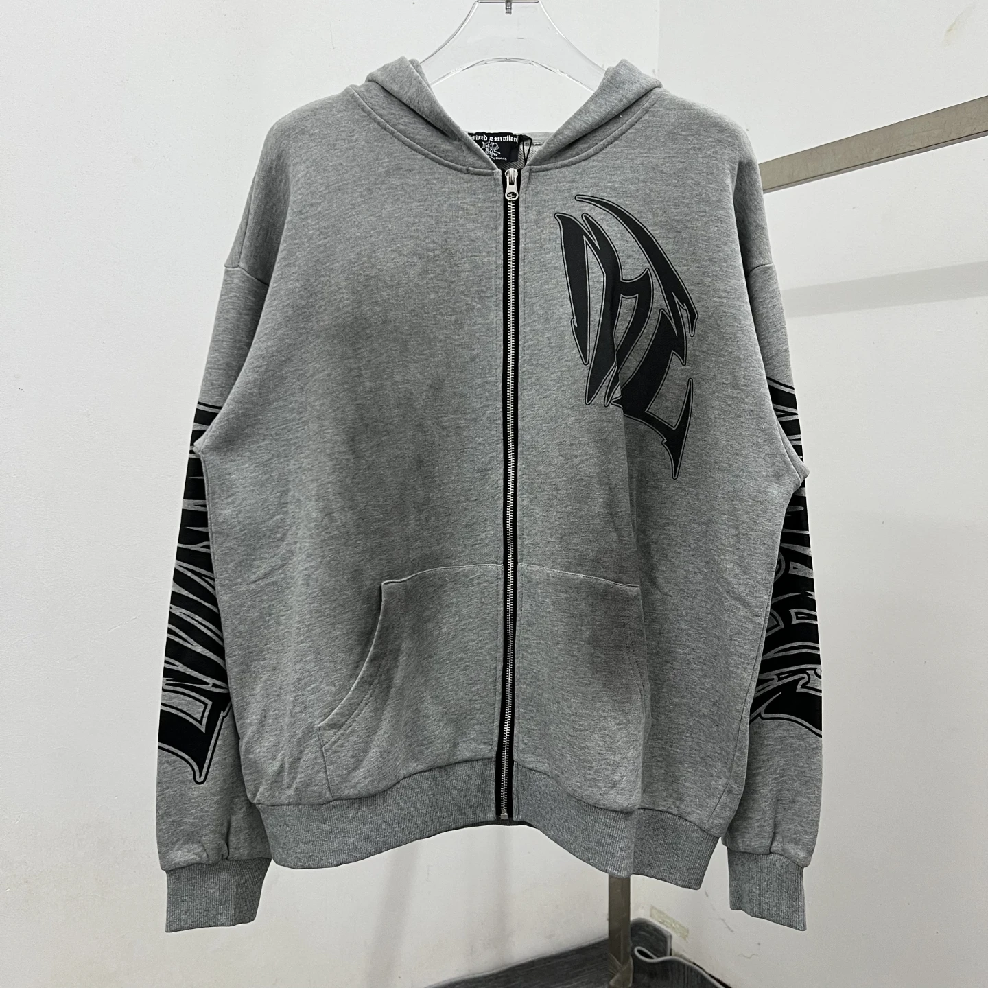 

American Sle Mixed Emotion Vintage Ripped High Street Hip Hop Hoodie Loose Zipper Open Cardigan Jaet for Men