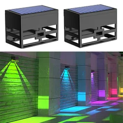 2Pcs Solar Wall Lamp Outdoor Waterproof Balcony Yard Street Garden Decoration Led Light RGB Lawn Solar Stairs Fence Lighting