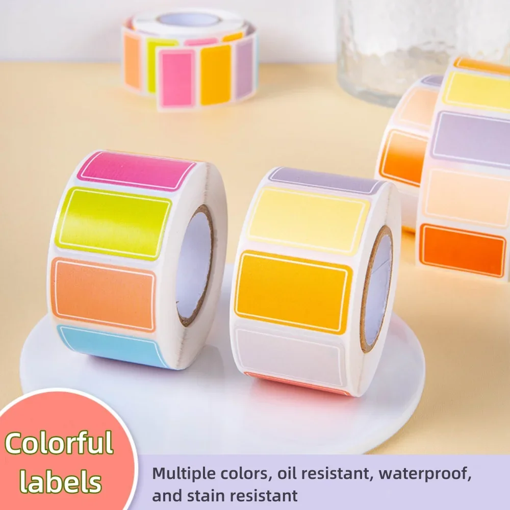 500pcs/Roll Versatile Colorful Label Stickers Waterproof Adhesive Name Tags Perfect for Blank Handwritten Small Notes