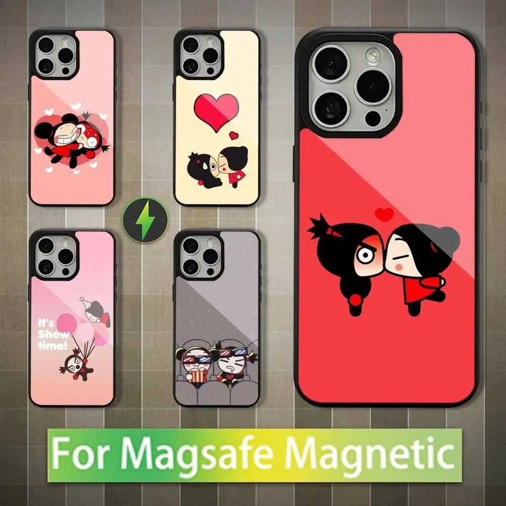 

P-Pucca-AS Cute G-Garu-US Phone Case For iPhone 16,15,14,13,12,11,Pro,Max,Plus,Mini,Magsafe,Magnetic Wireless Charging Case