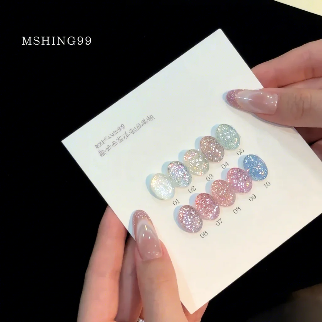 MSHING99 2026 New 10 Colors Broken Diamond Color Nail Gel Set Long-Lasting Fashion Non-toxic UV Gel for Salon ODM/OEM Wholesale