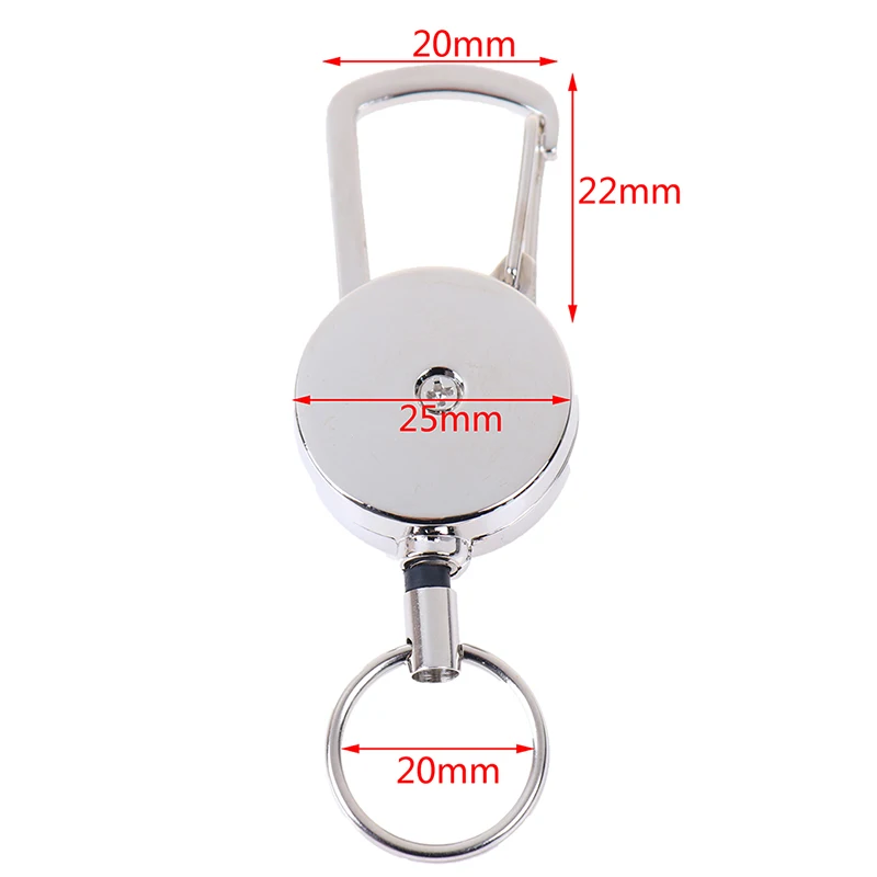 Retractable Key Ring Chain Clip Carabiner Holder Extends To 50cm Recoil Design