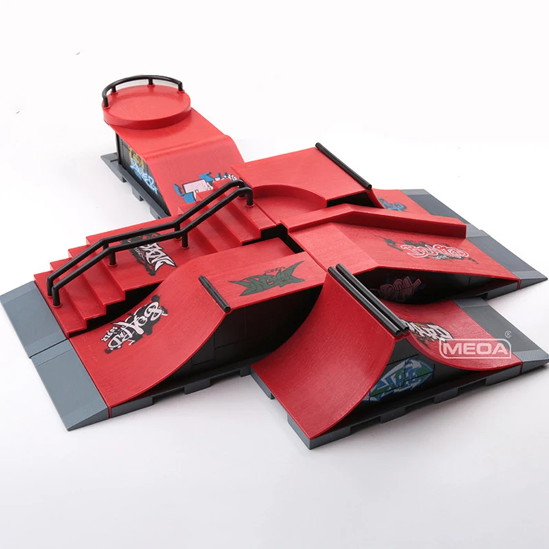 1 Set Curved Finger Ramp Set Miniature Skate Park with Arc Tracks for Finger Board Tricks and Stunts