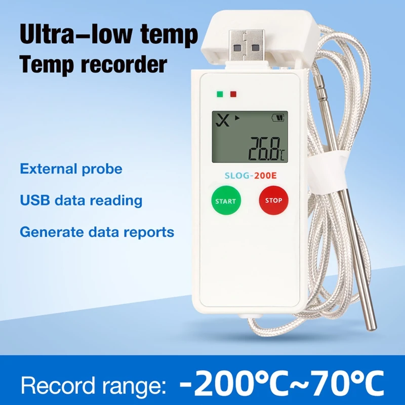 DTA6 USB Temperature Data Logger -200~70℃ Low Temperature Recorder for Cold Storage Dry Ice Warehouse