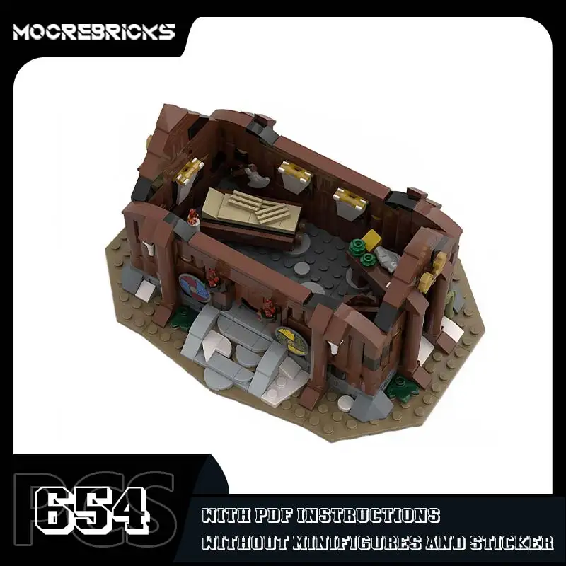 MOC-183114 de modèle d'architecture médiévale de maison de village viking, blocs de construction créatifs, ensemble de jouets en briques, cadeaux de Noël pour enfants