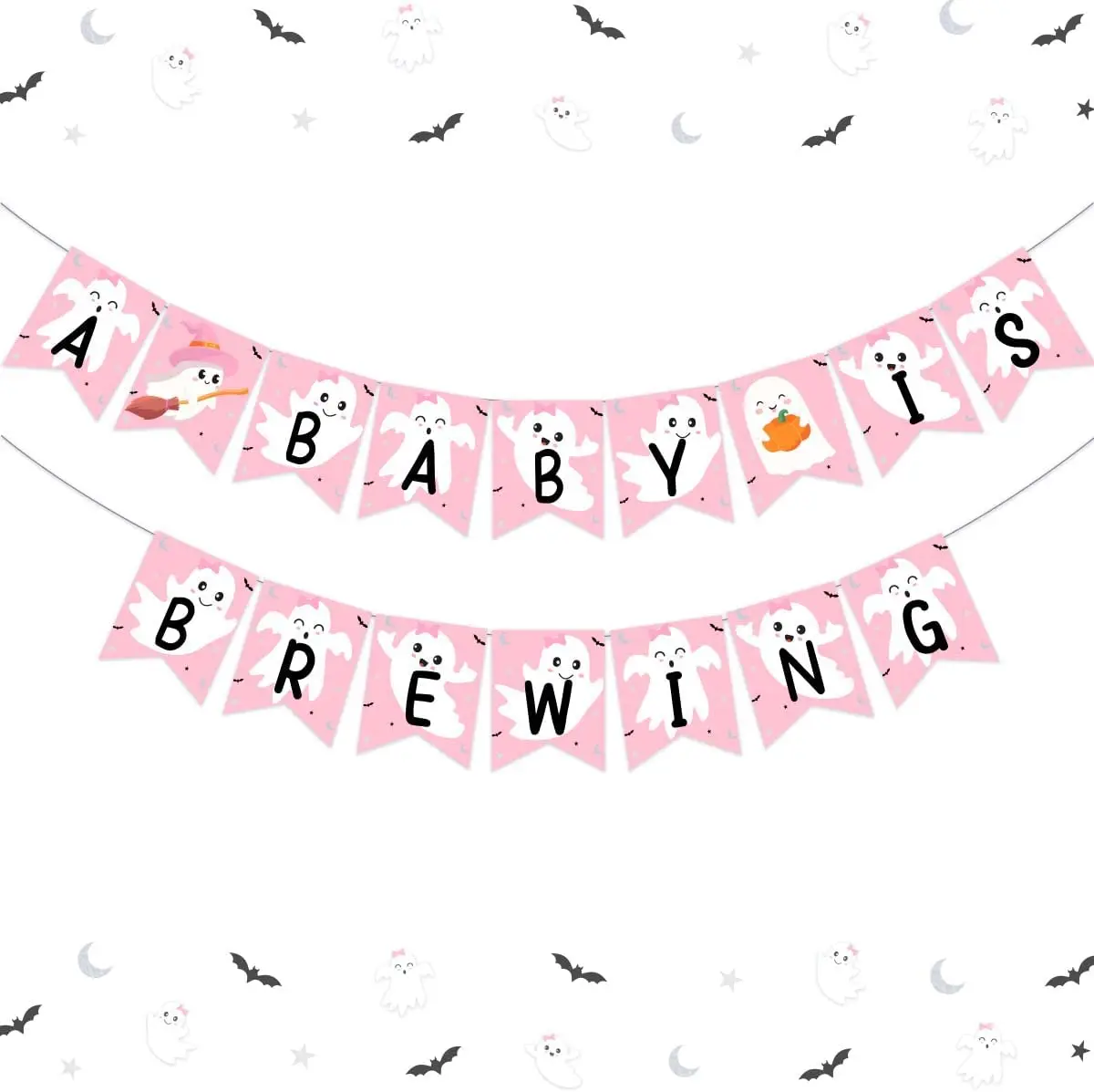 

A Baby Is Brewing Banner for Girl, Pink Halloween Decoration, Pumpkin Baby Shower, Pregnancy Celebration, Gender Reveal Supplies