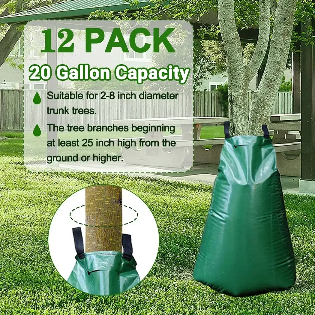 

12 Pack 20 Gallon Tree Watering Bags, Reusable, Heavy Duty and Slow Release Gator Bags for Trees, Premium PVC Plant Dri（Hot）