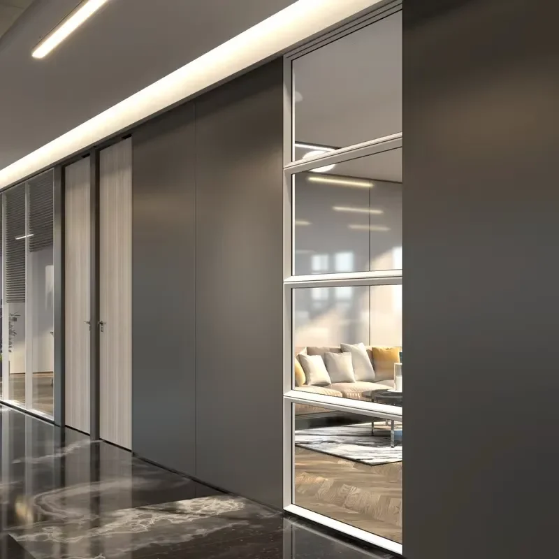Full Height 120mm Office Solid Wall Partition Partition Wood Panel Partition Room Glass Divider for Home Office Hotel