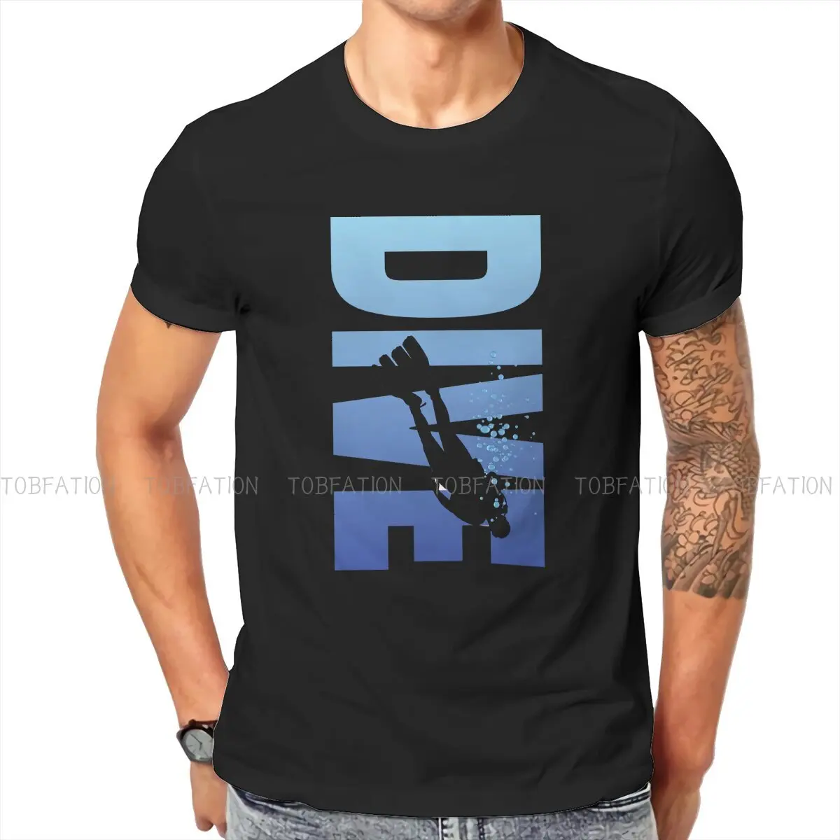 Deep Blue Sea Fashion TShirts Dive Scuba Diving Male Harajuku Pure Cotton Tops T Shirt Round Neck Oversized