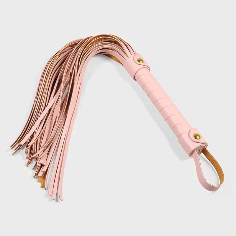 54CM Nude Pink Pu Leather Tassels Horse Whip Riding Crop Flogger Paddle Slapper Horse Training Dressage Whips