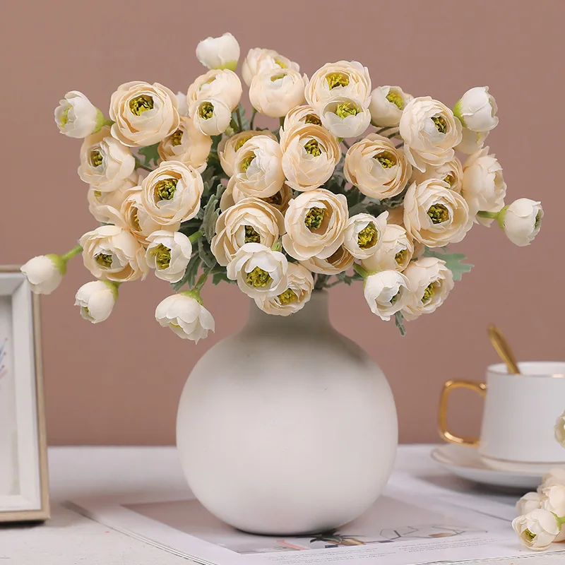

4PCS European Vintage Artificial Silk Tea Rose Flower Small bud Bouquet Wedding Home Retro Fake Flower Party DIY Decoration