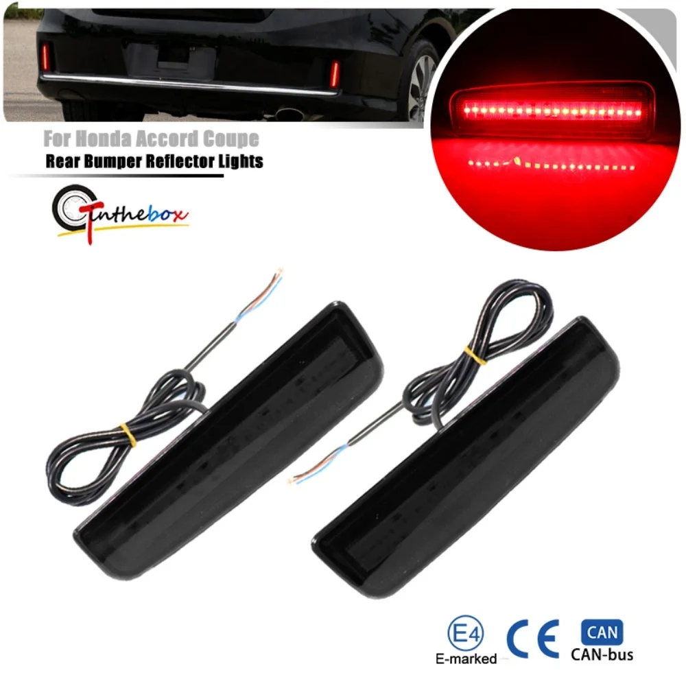 Red LED Car Rear Bumper Reflector Lights Assembly For Honda Accord Coupe 2013-2015 Function as Tail/Brake Light Rear Fog Light