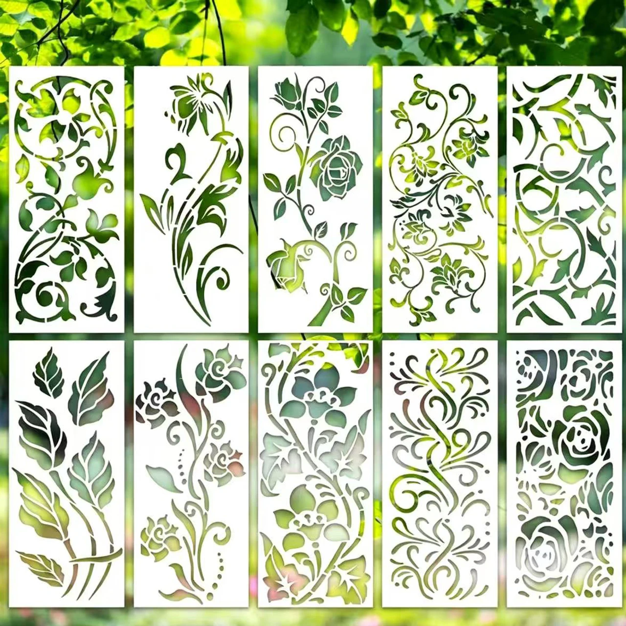 Rural Vines DIY Flower Painting Stencils Reusable Templates Graffiti Hollow Spray Mold Home Wall Decor Fabric Paper Craft