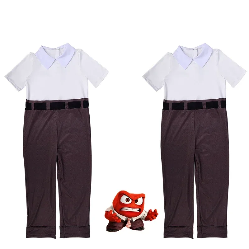 Inside Out2 Anger Role Playing Cosplay Costume Halloween Stage Performance Costume Brain Agent Team