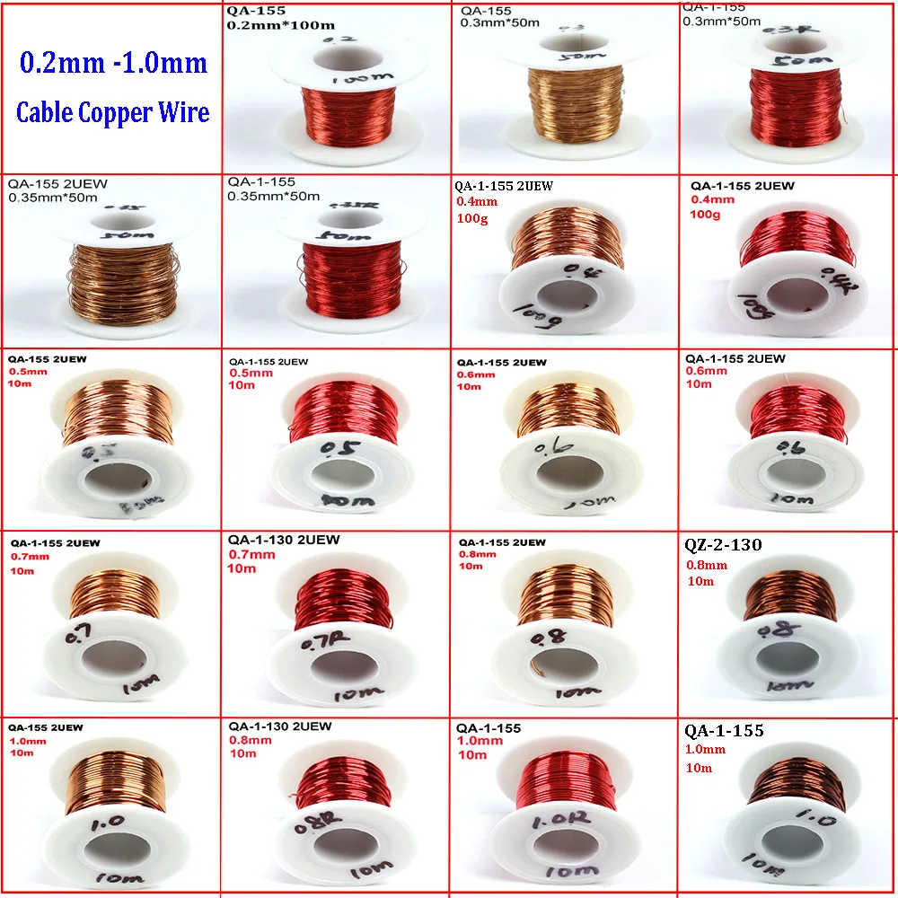 Copper Lacquer Wire 0.2mm/0.3/0.4/0.5/0.6/0.7/0.8mm 1.0mm Cable Copper Wire Magnet Wire Enameled Copper Winding Wire Coil Copper