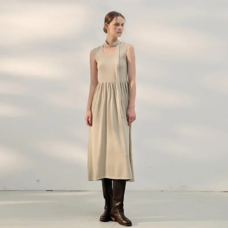 

Woolen Dress for Women 2025 New Style Base Slim Fit Knitted Sleeveless Long Skirt