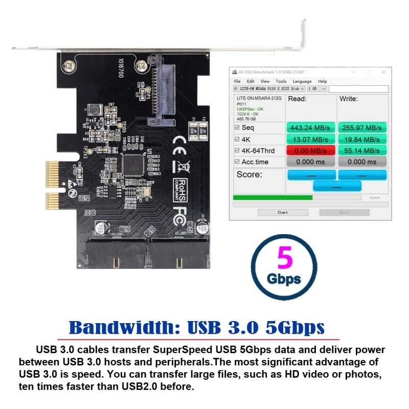 USB 3.0 Front Panel 19Pin 20Pin Header to PCI-E 1X Express Card VL805 Adapter for Desktop Computer Motherboard 5Gbps