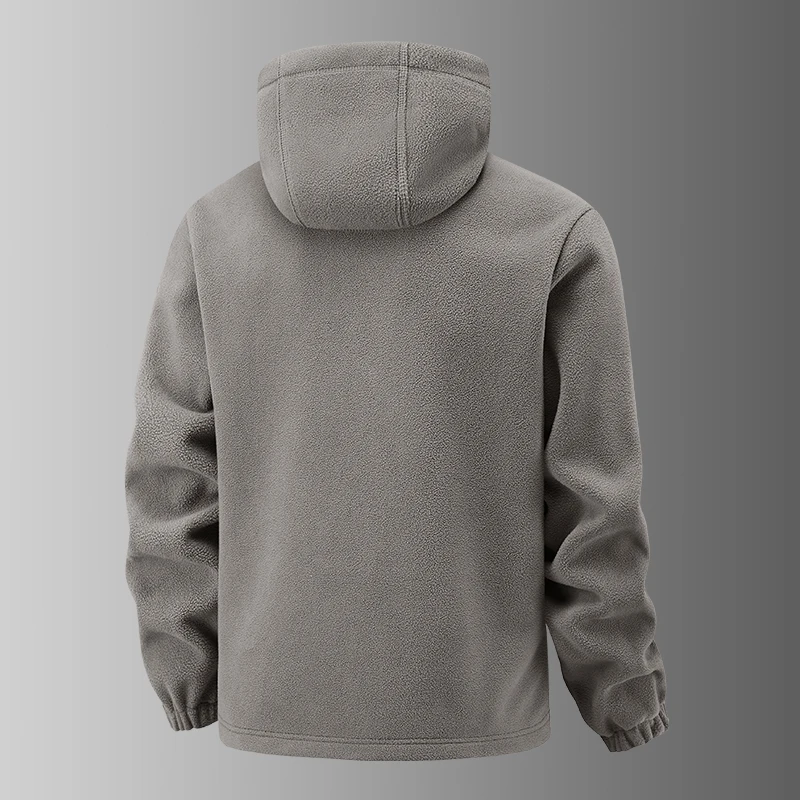 2025 Fleece-Herrenmantel, verdickt, warm, winddicht, lockerer Outdoor-Kragen, Fleece-Kapuzenjacke, norwegisch bedruckt, guter Soldat – Detail 12