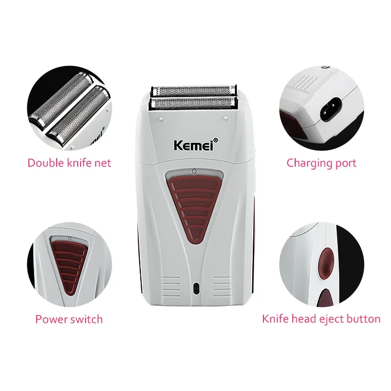 Kemei Beard Trimmer for Men Professional Hair Cutting Machine Mini Mustache Skull Shaver Head Trim Mower Electric Razor