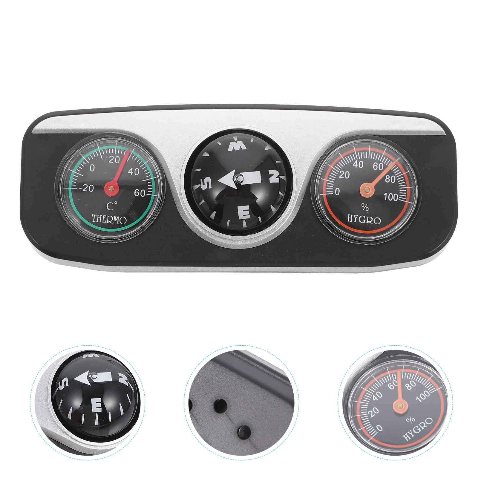 

3 in 1 Car Compass with Thermometer Hygrometer Dashboard Mount Navigation Direction Indicator for Auto Interior Accessories