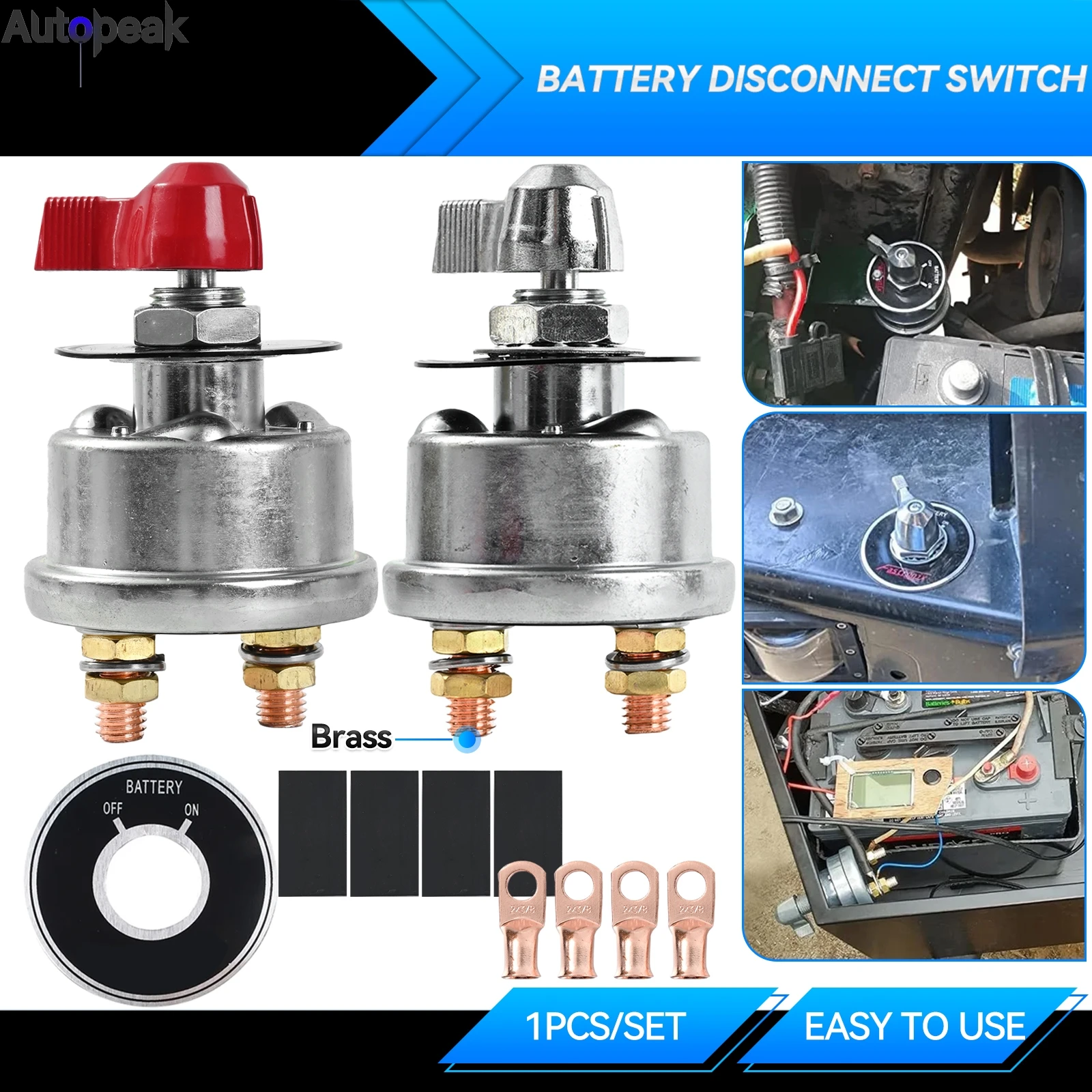 

300A Car Battery Switch High Current Disconnect Power Cut Off Terminal Master Isolator for Boat Marine Truck Marine ATV 12V 24V