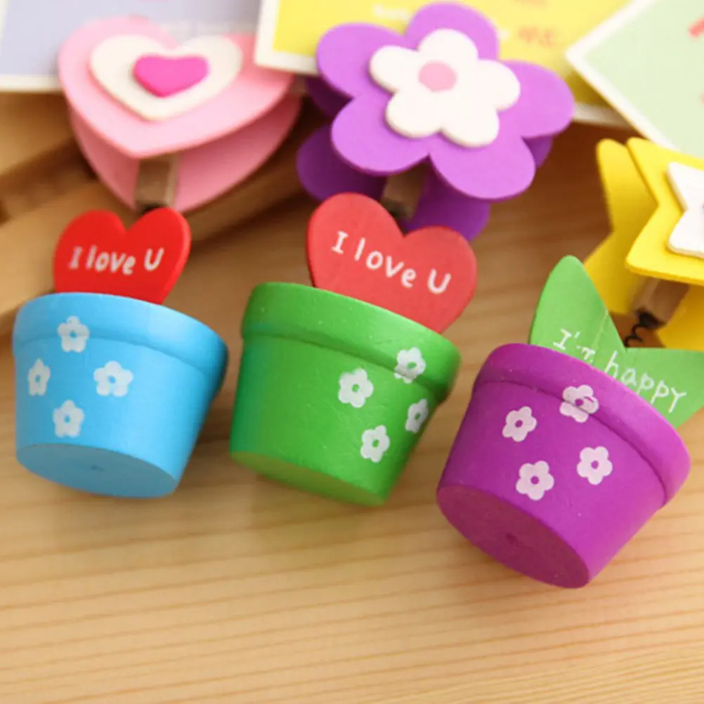 6pcs Wooden Note Clips with Natural Grain Design – Eco-Friendly Memo Holders for Photos, Notes & Home Decor