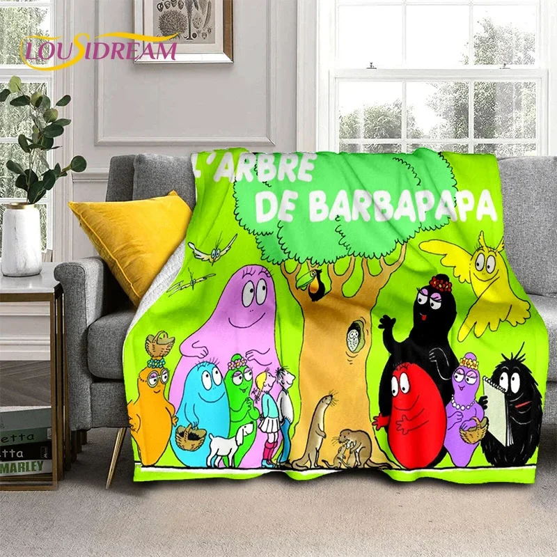 3D Cartoon Les Barbapapa Family Soft Blankets,Keep Warm Throw Blanket Comfortable Blanket for Picnic Beds Sofa Home Bedroom Kids