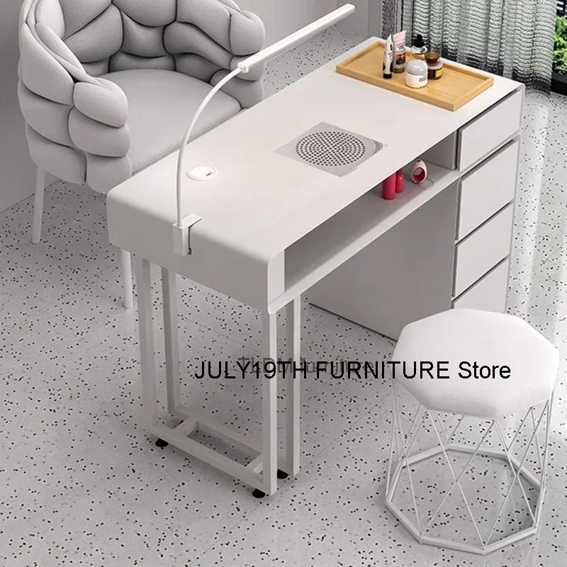 White Professional Manicure Table Cleaner Aesthetic Living Room Nail Tech Table Makeup Mesa Manicura Salon Furniture LJ50MT