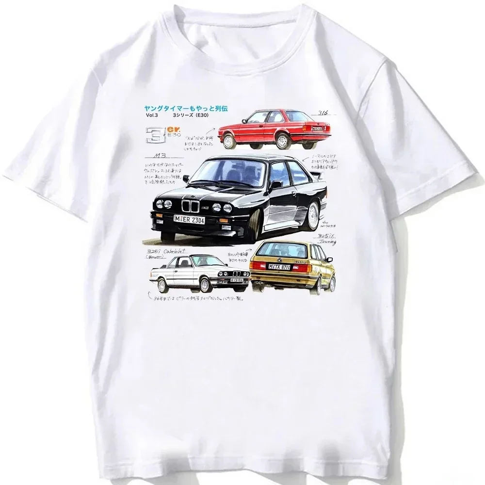

2025 Vintage German classic car pattern printed summer T-shirt Fashion trend Casual 100% cotton round neck short-sleeved T-shirt
