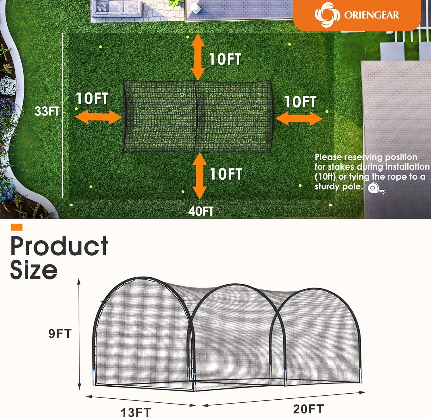 Jaula de bateo de béisbol de 22 pies, red portátil para patio trasero, jaulas de bateo de béisbol y Softball, puerta desmontable con agujero para práctica de golpes