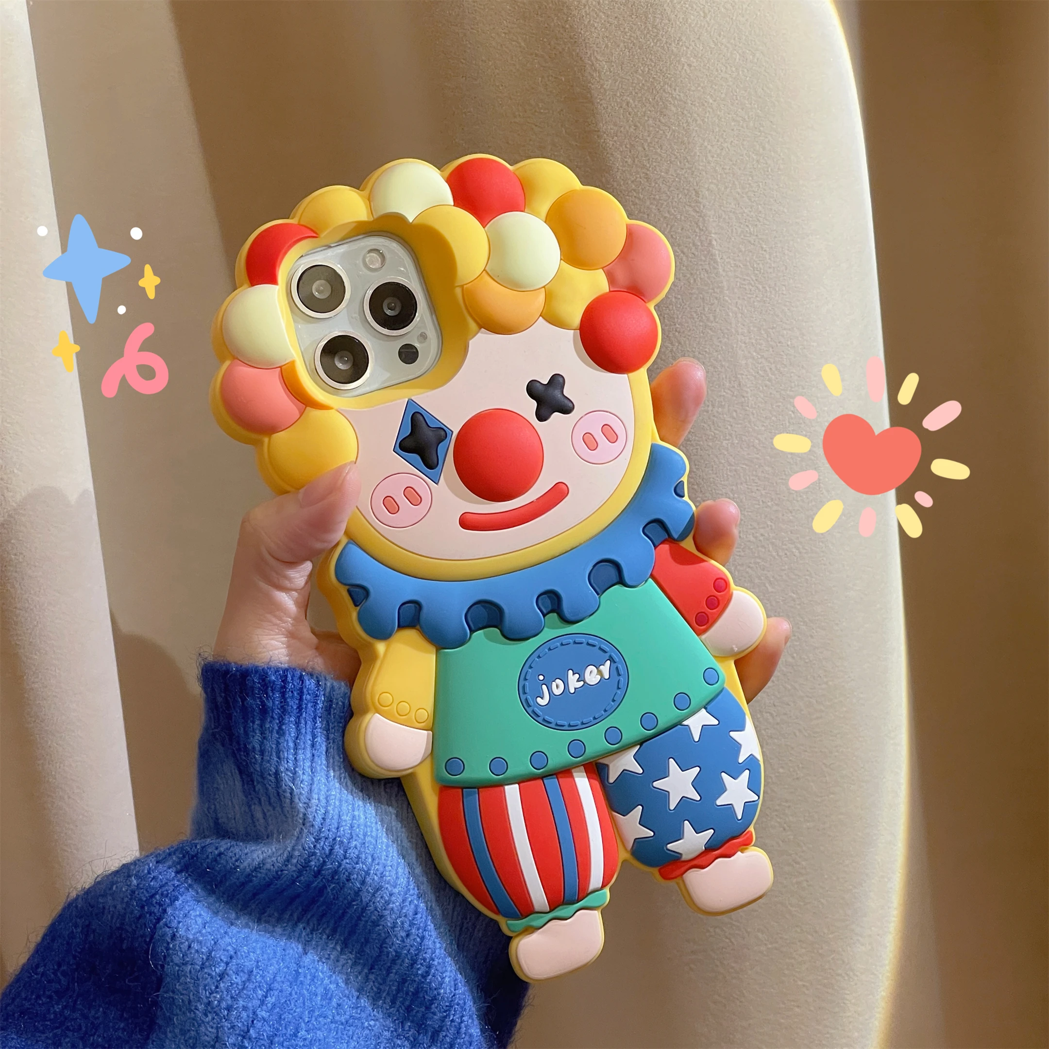 Cute Clown Cartoon Silicone Case For iPhone 15 14 13 11 12 Pro Max Cover Joker