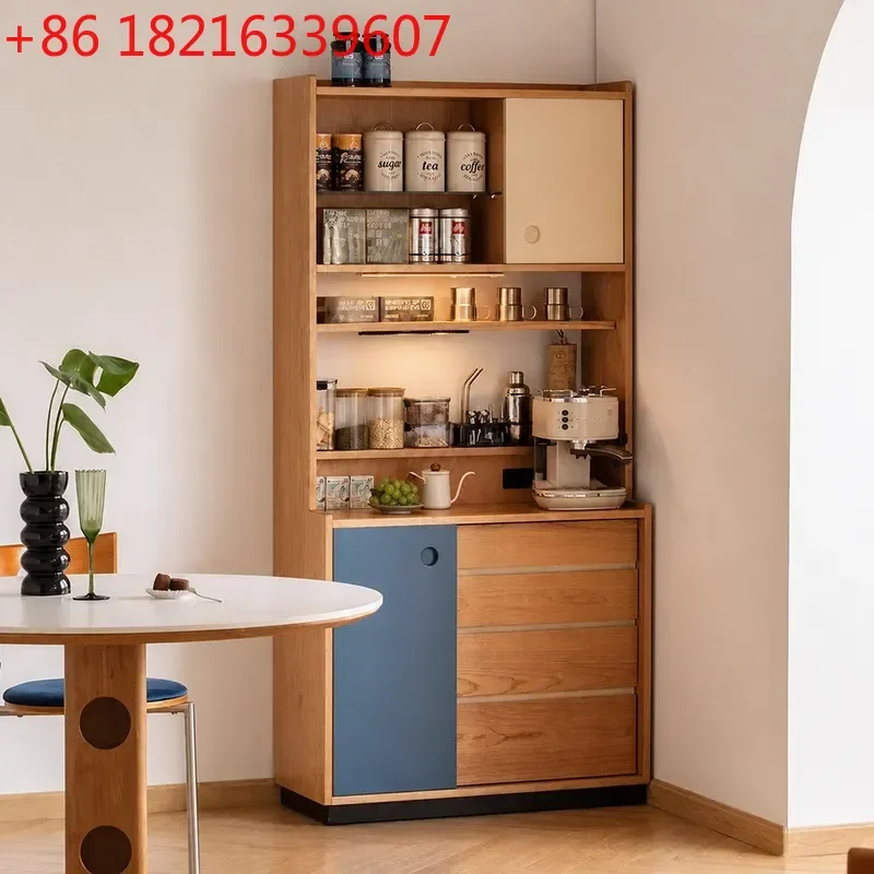 YAOJapanese Style Solid Wood Dining Side Cabinet Wall Mounted Simple Small Apartment Living Room Storage Cherry Wood