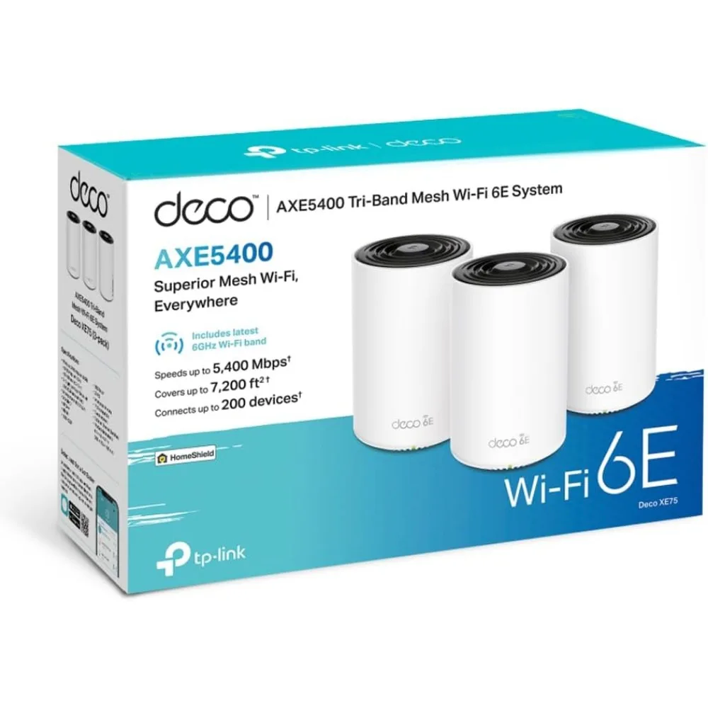 Deco AXE5400 Tri-Band WiFi Mesh System – Wi-Fi up to 7200 Sq.Ft, Replaces WiFi Router and Extender, AI-Driven Mesh New 6GHz Band