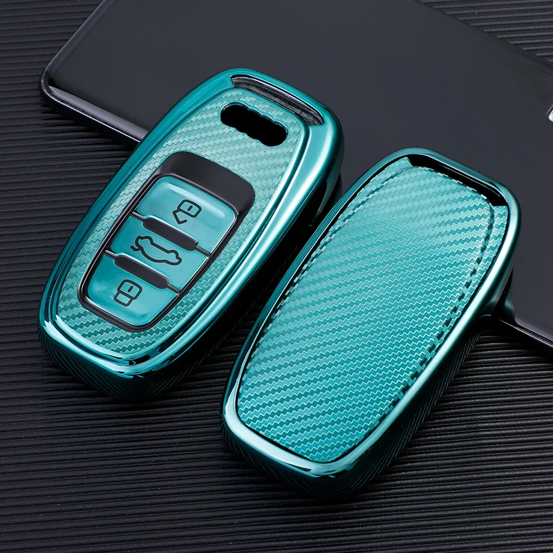 TPU Car Key Case Cover Shell For Audi A1 A3 A4 A6 A5 A7 A8 Q5 S4 S5 S6 B7 B8 Q7 TT Keyless Fob Holder Accessories