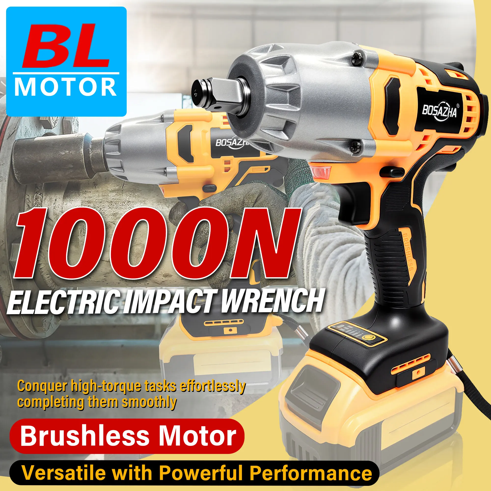 

Портативный беспроводной электрический гайковерт с бесщеточным двигателем, ударный гайковерт для обслуживания автомобилей, совместимый с аккумуляторами DeWALT