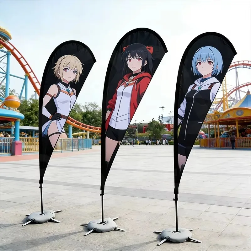 Custom Promotional Flags Banners Beach Gardens Polyester Display Flags with Logo Printing