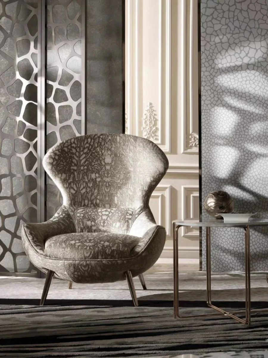 AAItalian Light Luxury Armchair New Tiger Pattern Leisure Sofa Armchair Designer High-End
