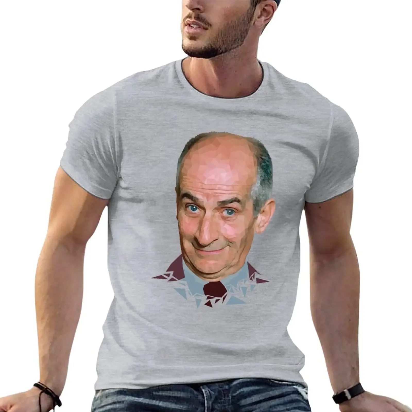 Louis de Funes Mosaic Portrait Design T-Shirt summer clothes kawaii clothes mens big and tall t shirts