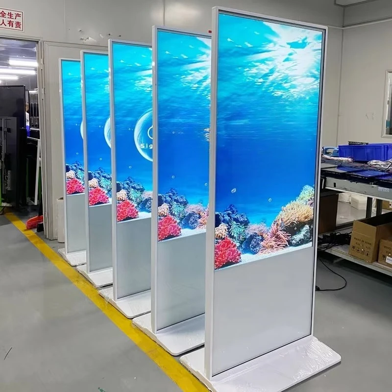 

4K 43 touch screen floor-to-ceiling LCD advertising display kiosk Wifi Usb 4G sim card digital signal and display